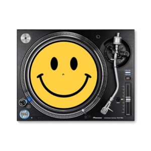 Smiley Face – Tapete gráfico para toca-discos – Tapete de 29,8 cm para toca-discos de vinil de 30,5 cm – Melhora o suporte de som – Tapete para toca-discos de feltro de 1/20.3 cm de espessura (Equipamentos)