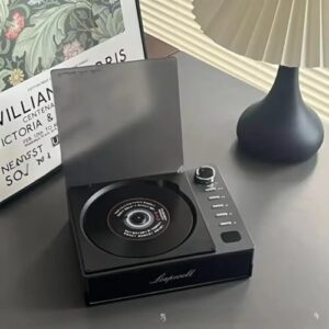 Leitor de CD vintage com Bluetooth 5.0, reprodução sem fio de USB/SD/MP3, controle remoto, rádio FM com saída para fones de ouvido, sistema de áudio estéreo compacto para casa,Black (Equipamentos)