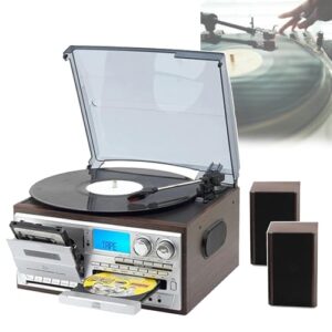 KKSOUFX Toca-Discos De 3 Velocidades, Toca-Fitas, Leitor De Cd Hifi Com GravaçãO Usb E Leitor De CartãO De MemóRia Para Entretenimento/EscritóRio/Quarto (Equipamentos)