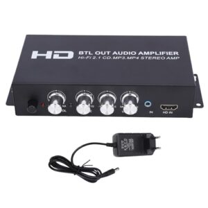 CCYLEZ Amplificador Estéreo de Potência, Receptor de Som HiFi Bluetooth 5.0 de 2.1 Canais Com Controle Independente de Graves e Agudos, para Home Theater, Carro, Barco e Uso externo. (Tomada UE) (Equipamentos)