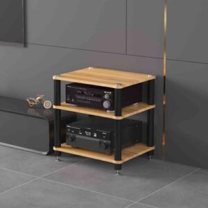 Rack HiFi para console de disco de vinil para toca-discos e sistemas estéreo, gabinete de roteador compacto (preto 49 x 48 x 59 cm) solução de armazenamento elegante para amantes de música (Equipamentos)