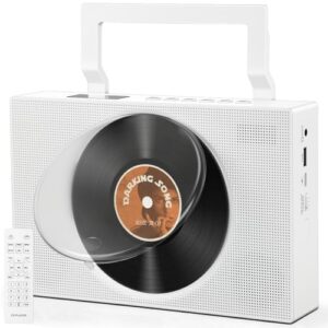 Cd Player Portátil com Bluetooth 5.1, com Altifalantes Integrados, Controlo Remoto, Conector de Áudio de 3,5 Mm, Ecrã LCD e Suporte para os Formatos MP3, WMA, CD, CD-R e CD-RW, Suporte para Rádio FM (CDs)