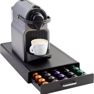 Amazon Basics Cápsula de café Nespresso OriginalLine com 1 suporte de gaveta de armazenamento, capacidade para 50 cápsulas, preto (Café)