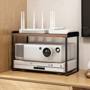 Suporte de mídia de mesa, rack de equipamento de áudio HiFi, mini gabinete AV para TV e toca-discos, armazenamento de dispositivo de entretenimento moderno aberto (Equipamentos)
