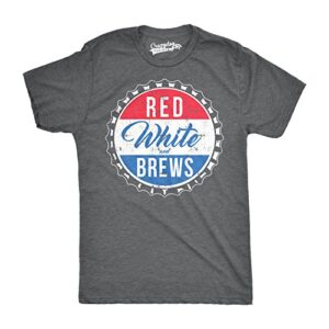 Camiseta masculina vermelha branca e cervejas engraçada vintage EUA Beer Novelty Graphic, Cinza escuro mesclado, G (Cervejas)