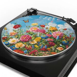 GLENLCWE Tapete para toca-discos de jardim flor azul céu azul 30,5 cm tapete antiderrapante antiderrapante para melhor ajuste de som, vinil jogador vintage (Equipamentos)