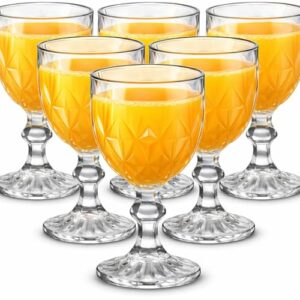 Jogo 6 Taças de Vidro Diamond Transparente 325ml, Ideal para Suco Água Refrigerante Drinks, Conjunto de Taça para champanhe, Vinho e espumante (Vinhos)