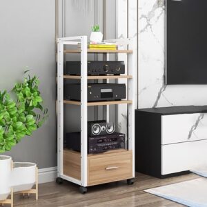 Suporte de áudio de 2/3/4 níveis de metal e madeira HiFi para amplificadores, toca-discos e estéreos, gabinete de mídia AV, solução de armazenamento HiFi Fur (Equipamentos)
