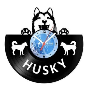 Relógio De Parede Disco Vinil Animais - Husky - VAN-130 (Discos de Vinil)