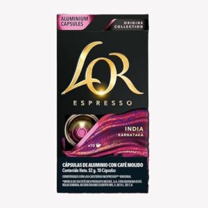 LOR Espresso Cápsulas de Alumínio Origins Collection India Karnataka, Compatível com Nespresso Original, 10 Cápsulas, 52g (Café)