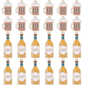 SUNNYCLUE 1 caixa, 40 peças, berloques de cerveja, amuletos de liga esmaltada, ouro, mini copo plano fofo, garrafa de bebida, carnaval, oktoberfest, berloques para fazer joias, mulheres, colar faça (Cervejas)