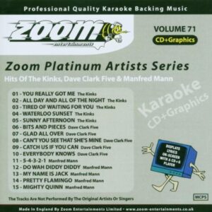 Zoom Karaoke CD+G - Platinum Artists 71: The Kinks, Dave Clark Five & Manfred Mann - Zoom Karaoke (CDs)