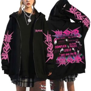 Jaqueta com capuz SKZ Album STAR Felix Hyunjin Bangchan Lee Know com zíper, Preto 02, GG (CDs)