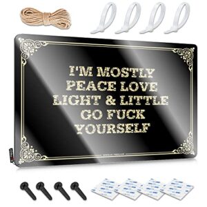 KELVORX Placa de metal de bar de cerveja I'm Mostly Peace Love Light & Little Go F Yourself placa de metal homem caverna placa de café decoração (20 x 30 cm) (Cervejas)