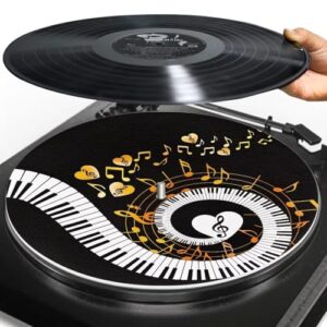 Xnshcedy Tapete para toca-discos de música, base de coração para toca-discos de vinil LP, reduz a carga estática e nosiy, melhora a qualidade do som, tapete de impressão, toca-discos (Equipamentos)