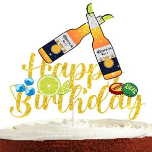 Topo de bolo de cerveja para homens mulheres aniversário Oktoberfest Cheers and Beers tema festa suprimentos vinho feliz 20º 30º 40º 60º 70º aniversário dourado decorações de bolo (Cervejas)