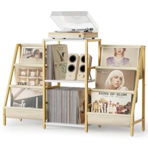 Suporte para toca-discos com armazenamento de vinil, mesa de toca-discos com armazenamento de discos de vinil de até 280 álbuns, suporte giratório com suporte de disco, gabinete de gravação para áudio (Equipamentos)