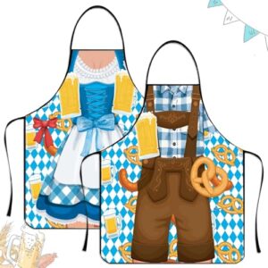 ABTOLS 2 peças avental Oktoberfest, vestido de Oktoberfest alemão, fantasia Dirndl, roupas alemãs para casais, aventais de garçonete, decorações de festa da Oktoberfest, festival de cerveja bávaro, (Cervejas)