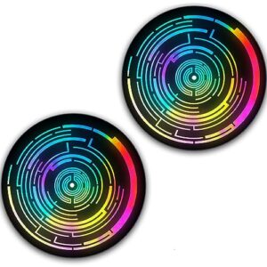DJ Um par de almofadas de arranhões com luzes de néon espirais 1200 recordações de vinil 30,48 cm tapete deslizante para toca-discos tapete de bandeja de DJ x2 (Equipamentos)