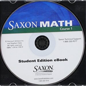 Saxon Math Course 1: Student Edition Ebook Cd Replacement Grade 6 2008 - Saxon Publishers (CDs)