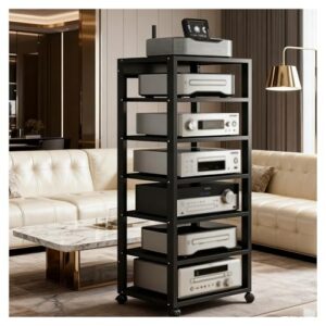 Rack HiFi 7 níveis, prateleira de alta fidelidade, suporte para toca-discos de TV AV real para quarto e estudo para equipamento de áudio e vídeo Amp toca-discos (Equipamentos)