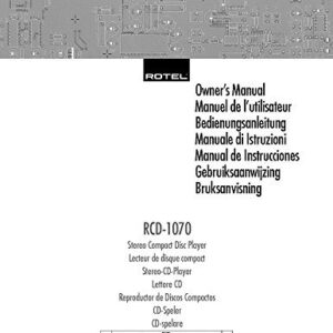 Rotel RCD-1070 CD Player Owners Instruction Manual Reprint [Plastic Comb] (CDs)