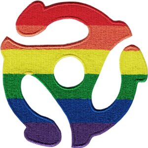 Inserção de disco de vinil Rainbow 45 rpm - 7,6 cm redondo - Patch bordado a ferro (Discos de Vinil)