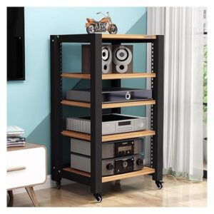 Rack de áudio HiFi com rodas suporte de componente estéreo ajustável, prateleiras para equipamentos AV e gabinetes HiFi para configuração ideal do sistema de som (Equipamentos)