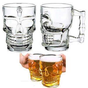 KIT 2 CANECAS PARA CHOPP E CERVEJA DE VIDRO CAVEIRA ROCK STYLE 510ML (Cervejas)