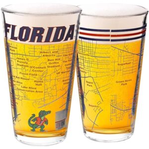 Greenline Goods Conjunto de 2 copos de cerveja University of Florida Gators com logotipo colorido e mapa do campus – Presente de copo de cerveja oficialmente licenciado para ex-alunos e fãs (Cervejas)