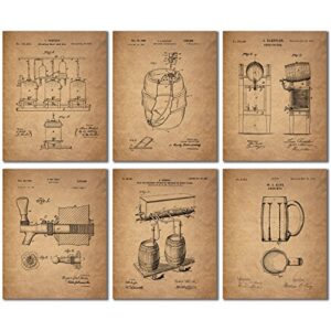 Impressões de arte de parede com patente de cerveja – Conjunto de 6 (20 x 25 cm) Vintage Bar Photos (Cervejas)