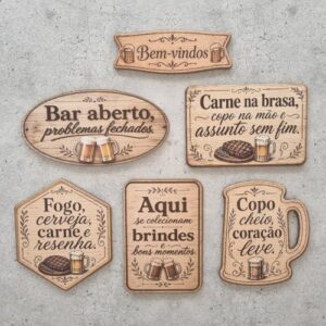 Kit 6 Placas Decorativas Mdf Churrasco Bar Cerveja Resenha (Cervejas)