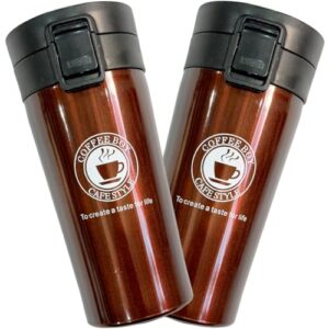 02 Copos Térmicos Aço Inox MARRON, filtro Infusor (peneira), Vácuo, anti-vazamento, anti-odor, anti-bactéria, bebida gelada quente, conserva temperatura 5-6 horas, academia, lazer, chá, chopp, cerveja (Cervejas)