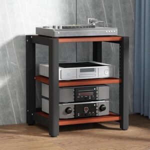 Rack de áudio HiFi 2/3/4/5 nível estéreo armário de mídia teca para toca-discos e blu-ray TV prateleira HiFi armazenamento de discos de vinil Tamanho: 60 x 50 x 40 cm (Equipamentos)