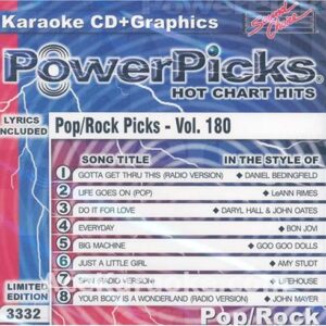 Sound Choice Pop Rock Karaoke CD+G Vol 180 - Daniel Bedingfield, Leann Rimes, Hall & Oates, Bon Jovi, Goo Goo Dolls, Amy Studt, Lifehouse & John Mayer (CDs)