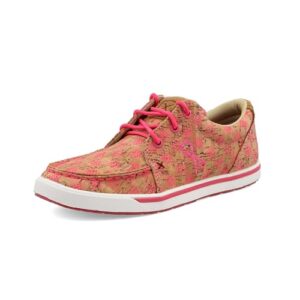 Twisted X Tênis feminino casual feito com couro híbrido, forro ecoTweed e sola de casca de arroz misturada, Bronzeado e rosa, 8 (Equipamentos)
