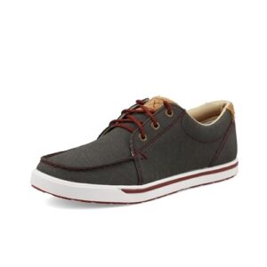 Twisted X Moc Toe feminino casual, Cinza escuro e vermelho celeiro, 38 (Equipamentos)