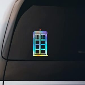 Adesivo de vinil Police Box Tardis Notebook Janela de carro Laptop 10 cm x 20 cm | Holográfico | (Discos de Vinil)