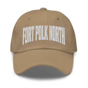 Boné de beisebol Fort Polk North Boné Fort Polk North Dad Louisiana LA Chapéu bordado lembrança, Caqui, Tamanho Único (Equipamentos)
