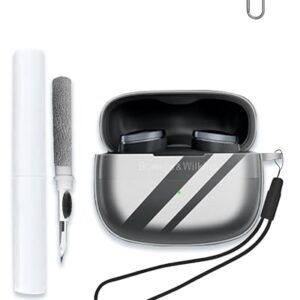 Capa para fones de ouvido intra-auriculares Bowers & Wilkins Pi6/Pi8 sem fio, capa protetora de TPU transparente macio com chaveiro e kit de limpeza para mulheres e homens, à prova de choque (Equipamentos)
