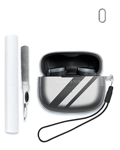 Capa para fones de ouvido intra-auriculares Bowers & Wilkins Pi6/Pi8 sem fio, capa protetora de TPU transparente macio com chaveiro e kit de limpeza para mulheres e homens, à prova de choque (Equipamentos)