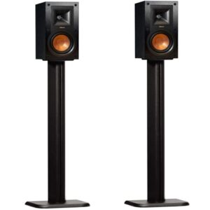ECHOGEAR Par de suporte para alto-falante de estante – Design resistente de MDF com absorção de energia – Funciona com Klipsch, Polk, JBL e outros alto-falantes de estante – Inclui canal de gerenciamento de cabos e espigões de carpete (Equipamentos)