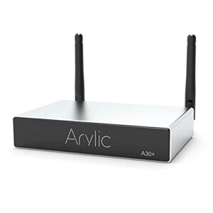 Arylic WiFi estéreo e Bluetooth 5.0, mini amplificador doméstico sem fio Classe D de 2 canais para alto-falantes com Spotify, airplay 1, áudio digital multisala/multizona, Amp-Up2stream A30 + (Equipamentos)