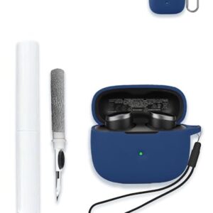 Capa para fones de ouvido intra-auriculares Bowers & Wilkins Pi6 sem fio, capa protetora portátil de silicone macio resistente a arranhões com kit de limpeza, mosquetão e cordão, azul (Equipamentos)