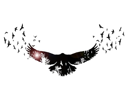 DesignToRefine Decalque de parede de vinil pássaros corvo estilo gótico árvores animais natureza adesivos grande decoração (1336ig) vinho (Discos de Vinil)