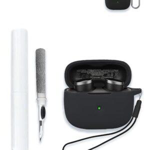Capa para fones de ouvido intra-auriculares Bowers & Wilkins Pi6 sem fio, capa protetora portátil de silicone macio resistente a arranhões com kit de limpeza, mosquetão e cordão, preta (Equipamentos)
