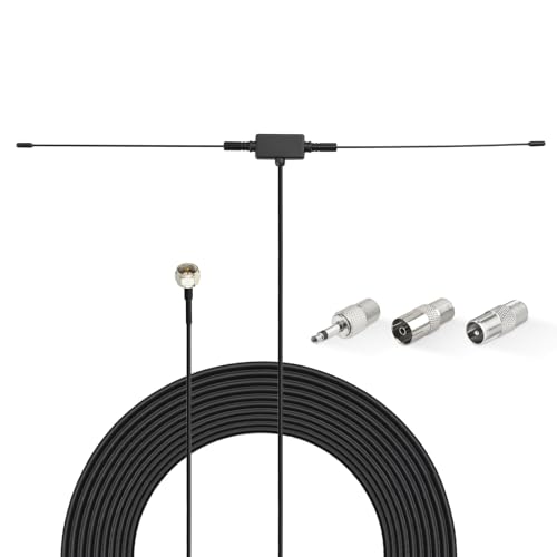 Superbat Antena de rádio FM 75 Ohm com montagem adesiva interna FM Dipolo para receptor estéreo Pioneer Onkyo Yamaha Marantz Bose Wave Music System AV Audio Video Home Theater Receiver (Equipamentos)