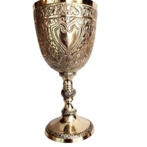 BONA FIDE PURE BRASS GOBLET calibre pesado, copo de cálice de latão puro, taças de champanhe premium, copo de vinho, copos para água, copo de cálice real, em relevo (Vinhos)