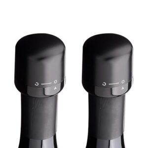 Kit com 2 Rolhas para Garrafa de Vinho Reutilizáveis, Tampa Vedadora a Vácuo para Garrafas, Preserva Aroma e Sabor, Fechador para Vinho Espumante e Bebidas, Vedação Hermética (Vinhos)