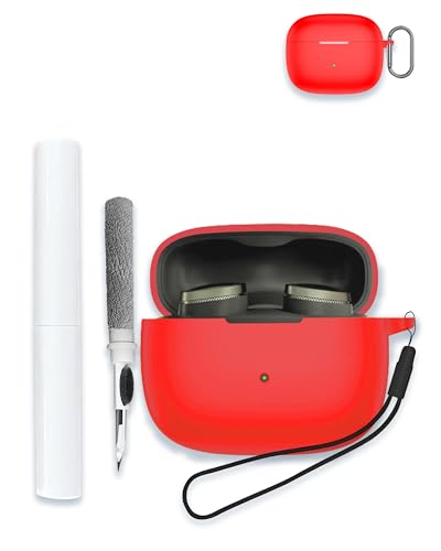 Capa para fones de ouvido intra-auriculares Bowers & Wilkins Pi8 sem fio, Bluetooth, capa protetora de silicone macio, portátil, resistente a arranhões, com kit de limpeza, mosquetão e cordão, (Equipamentos)